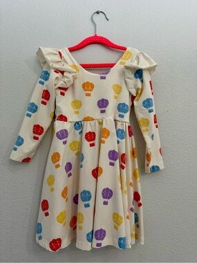 Long Sleeve dress - Size 5 - Organic cotton- hot air balloon